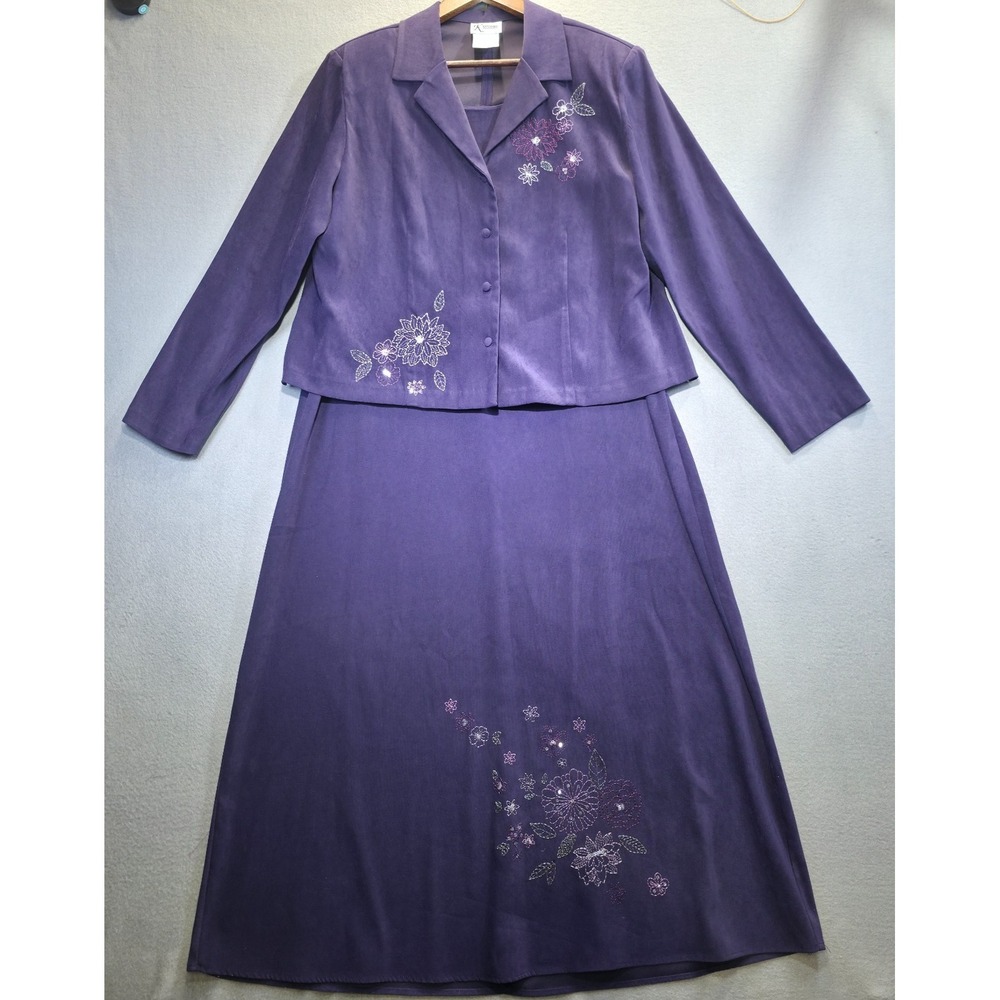 Vintage K Studio Women's Purple Floral Sleeveless Maxi Dress‎ & Jacket Size 18